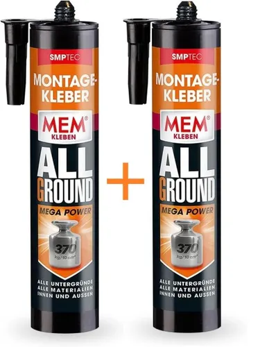 MEM Montagekleber Mega Power 2x 450 g - Hochleistungs-Montagekleber für starke und dauerhafte Verbindungen, ideal für verschiedene Materialien in Bau und Handwerk.