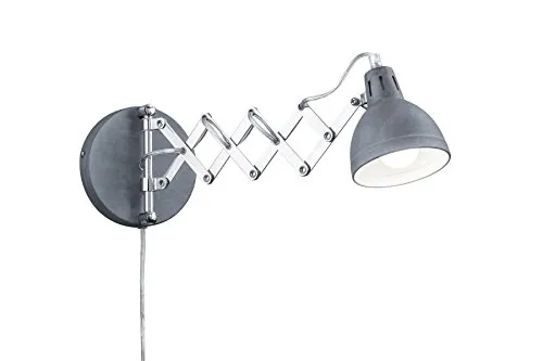 Reality Leuchten R20321078 Scissor Wandleuchte - Moderne Wandleuchte aus Metall in Betonfarbe, mit einer maximalen Auslage von 53 cm – perfekt für stilvolle Akzente in jedem Raum.