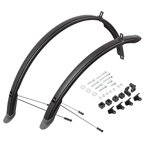 M-Wave Fahrrad Schutzblech-Set 28 Zoll, 45 mm, flexibel, Gummi-Spritzschutz, MUD MAX II F+R