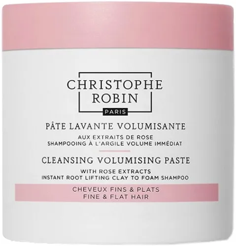 Christophe Robin Cleansing Volumising Paste mit Rosenextrakten 250 ml - Shampoo für voluminöses Haar, verwandelt sich in einen luftigen Schaum für sofortige Fülle und Geschmeidigkeit. Mit marokkanischem Rassoul und Rosenextrakt für eine belebende Kopfhautmassage.