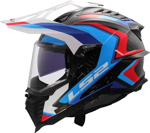 LS2 Motocross-Helm Explorer Carbon Frontier II Gloss White Blue, Größe S