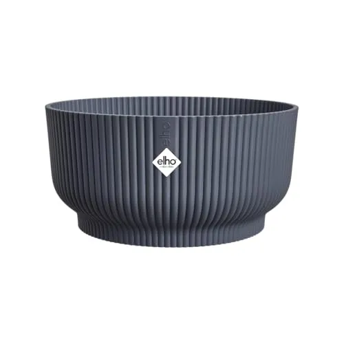 elho Vibes Fold Bowl 25 - Blumentopf für Innen - 100% recyceltes Plastik - Ø 24.9 x H 12.1 cm - Schwarz/Anthracite