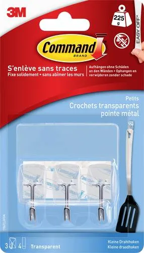 3M Command Drahthaken klein Transparent, Metall Inhalt: 3St.