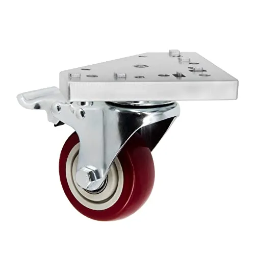 SCHMIDT systemprofile 10x Lenkrolle mit 3D-Platte Nut 8 - Schwenkrolle mit Feststellbremse für Schwerlastanwendungen, ideal für Möbel und Aluprofil-Zubehör. Belastung bis 100 kg pro Rolle, 360 Grad drehbar für optimale Mobilität.