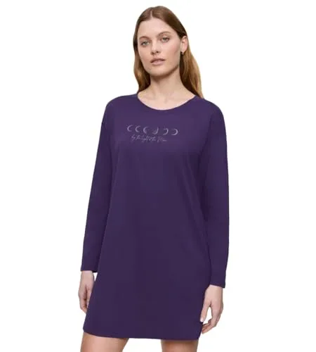 Triumph Long Sleeve Nightdress Lila Baumwolle 46 Damen - Nachtwäsche: Langärmliges Nachthemd aus 100% atmungsaktiver Baumwolle für optimalen Schlafkomfort und sanften Hautkontakt.