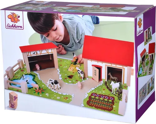 Eichhorn Bauteilset Constructor - 20-teiliges Bauernhof-Spielset für Kinder ab 3 Jahren, fördert kreatives Spielen und Tierliebe