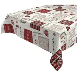 Beautex Tischdecke Wachstuchtischdecke abwischbar Tischdecke RUND ECKIG, Weihnachten (1-tlg) beige|bunt|rot Rund | 140 cm x 140 cm