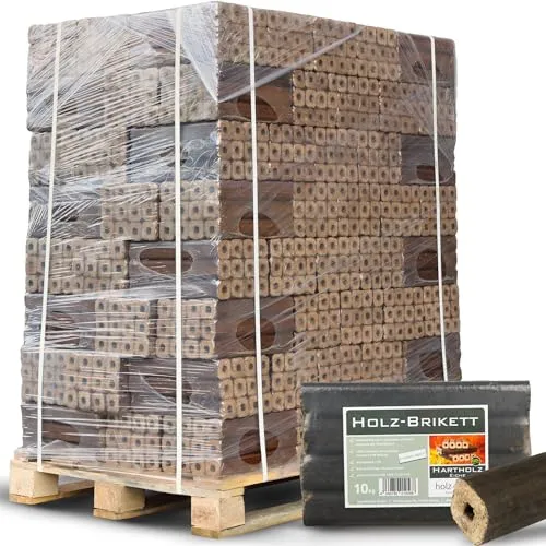 holz4home® Pini Kay Eichenbriketts - Hochwertige Kaminholz Ofenbriketts - Briketts aus 100% Eiche, CO2-neutral, mit hohem Heizwert von 5,2 kWh/kg für langanhaltende Wärme und gleichmäßiges Verbrennen.