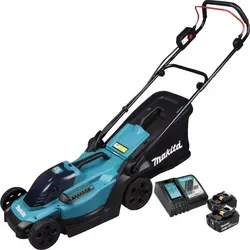 Makita DLM 330 RT2 Akku Rasenmäher 18 V 33 cm - Elektrorasenmäher mit 30 L Grasfangkorb, umweltfreundlichem 18 V Antrieb und 8-stufiger Schnitthöhenverstellung – ideal für kleinere Rasenflächen.