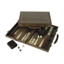 Weible Backgammon Koffer aus amerikanischem Nussbaum 38x25cm