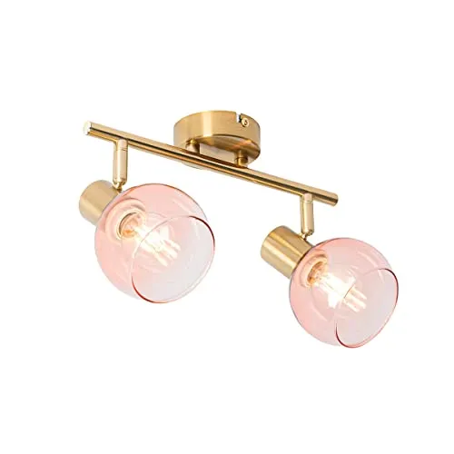 QAZQA Art Deco 2-flammiger Deckenstrahler mit rosa Glas von QAZQA