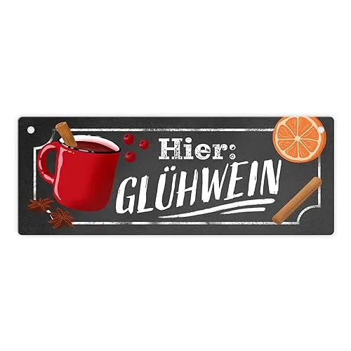 Hier: Glühwein Metallschild L in 10,5x28cm