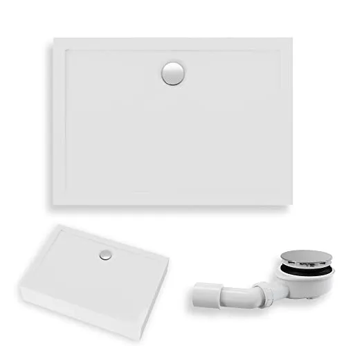 KOLMAN Duschwanne 90x70 cm mit integrierter Schürze - Duschwanne aus strapazierfähigem Sanitäracryl, modernes Design und flaches Profil für ein sicheres Duscherlebnis. Ideal für jedes Badezimmer.
