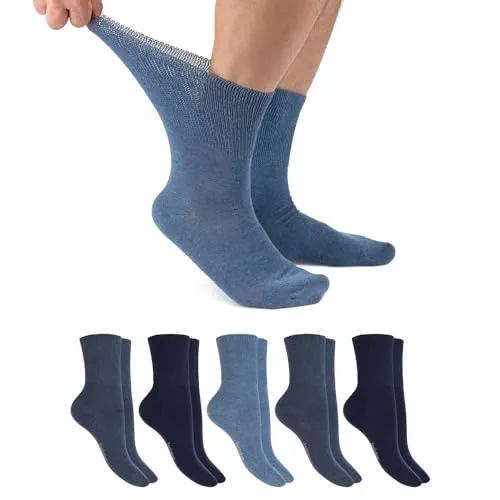 Footstar Diabetiker Socken für Damen & Herren (6 Paar) Blau 43-46 - 6 Paar nahtfreie Diabetiker Socken in Blau für optimalen Tragekomfort. Der breite Komfortbund und die flache Zehennaht sorgen für eine angenehme Passform und schonen empfindliche Beine. Pflegeleicht und langlebig, fair produziert in Europa.