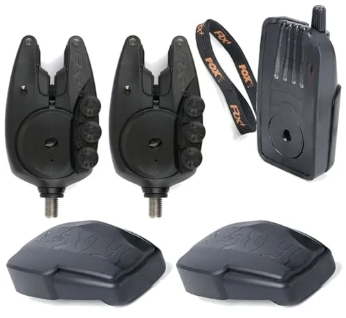 Fox Micron RX+ 2 Rod Set - 2 Bissanzeiger + 1 Receiver zum Karpfenangeln, Karpfenbissanzeiger für Karpfen, Funkbissanzeiger