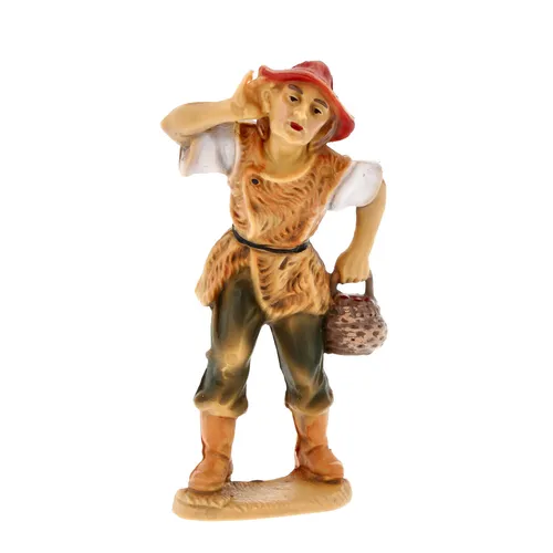 Krippenfigur Schäfer/Hirte m.Korb Marolin Plastik  74513 Kunststofffigur zu 12cm