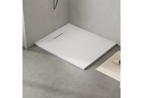 WITEN&NOCK Duschwanne SMC Extraflach 100x120 cm - Moderne Duschwanne mit Anti-Rutsch-Oberfläche in elegantem Weiß/Schwarz. Ideal für barrierefreie Badezimmergestaltung.