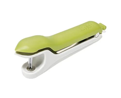 Joseph Joseph Tweezy 2-in-1 Entkerner für Kirschen & Oliven + Erdbeerstrunkentferner, platzsparend, BPA-frei, Stone/Green