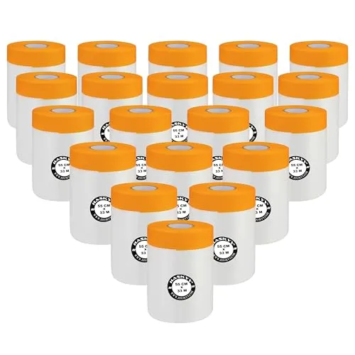 Malerkrepp Abdeckfolie Klebeband Lackschutzfolie Malerfolie Kombiniertes Goldband, Innen- und Außenanstriche, UV-Schutz, scharfe Farbkanten, Selbstklebende Malerfolie - Große Auswahl (20, 55cm x 33m)