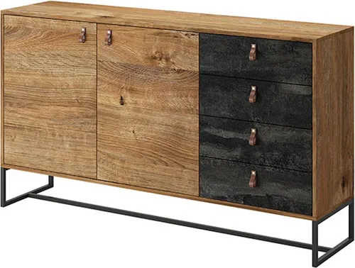 Feldmann-Wohnen Sideboard Eiche Schwarz