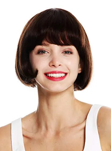 WIG ME UP - VK-57-HH-6 Perücke Damenperücke Echthaar kurz Bob glatt Pony Mittelbraun Braun