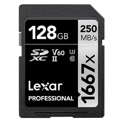 Lexar Professional 1667x UHS II SDXC 128GB V60 250MB/90MB - Speicherkarten für hochauflösende Bilder und beeindruckende 4K-Videos, mit 128GB und einer extremen Schreibgeschwindigkeit von bis zu 250MB/s.