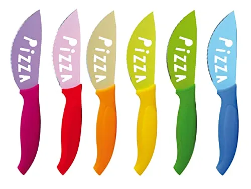 Excelsa Set von 6 Pizzamessern Color - Menübesteck – Farbige Pizzamesser aus hochwertigem Stahl für präzise Schnitte und sicheren Halt, spülmaschinenfest für maximalen Komfort.