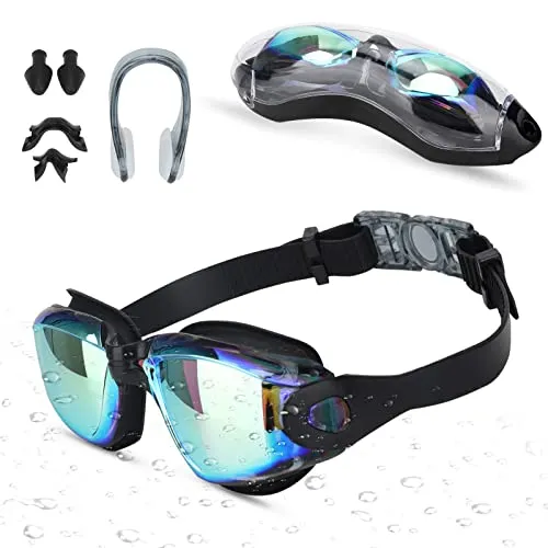 Hippodance Schwimmbrille mit Nasenschutz & Anti Beschlag uv Schutz