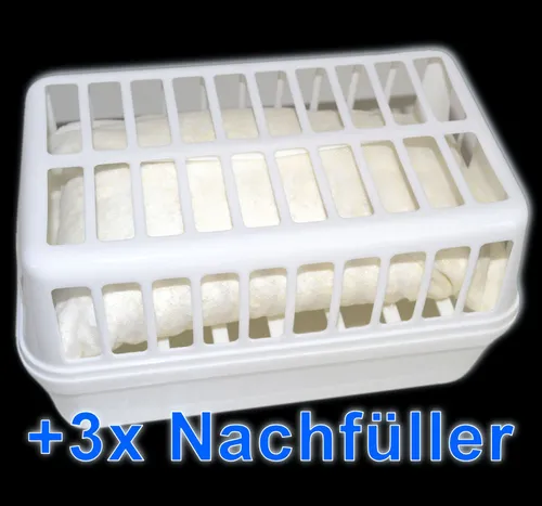 Raumentfeuchter Set: 1 Gerät + 3 x Nachfüllpack à 1,2 kg Luft-Entfeuchter