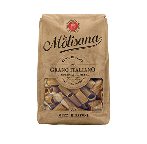 6x Pasta La Molisana Mezzi rigatoni n.32 Integrale Vollkornnudeln Kurze Nudeln, NUR italienischer Weizen - 500g + Italian Gourmet P0lpa 400g