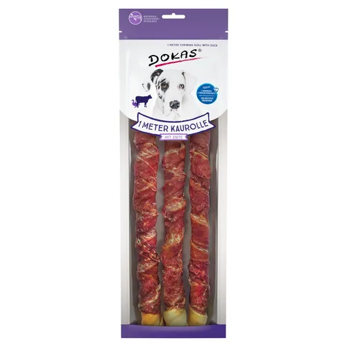 Dokas Kaurolle Hunde 1m Ente 3x34cm - Natürliches Ergänzungsfutter
