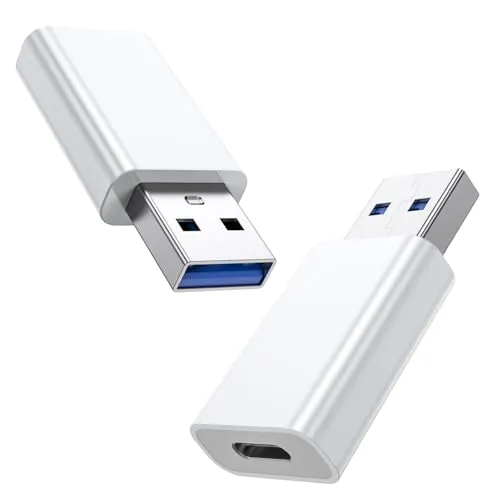 MOSWAG USB A auf Type C Adapter Doppelseitige 5Gbps, USB 3.0 Mann auf Type C Buchse Adapter Schnellladung Kompatibel mit PC, Laptop, iPhone Plus Pro Max, USB Auto Ladegerät (2Pack)