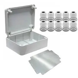 ARLI SET: Abzweigdose  IP67 Aufputz 310 x 230 x 130 mm inkl. Montageplatte + 10x Kabelverschraubungen M20 x 1,5 mm