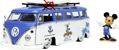 Jada 253075001 - 1:24 VW T1 Mickey Van mit Figur - Autos, LKW & Busse - Detailgetreues Modell im Maßstab 1:24 mit Mickey Mouse Figur, ideal für Sammler und Disney-Fans.