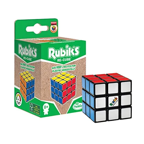 Thinkfun Rubik's Re-Cube - Original Zauberwürfel 3x3, nachhaltig aus 100% recyceltem Kunststoff, ideal für Konzentrationstraining und Gehirnjogging