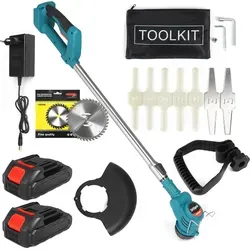 Akku-Rasentrimmer 4000Mah mit Zubehör Freischneider 450W Trimmer inkl. 2 Akkus