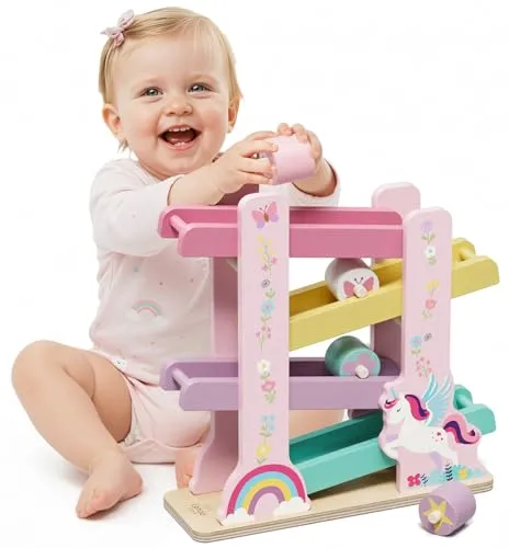 Lehoo Castle Kugelbahn Holz ab 1 Jahr, Einhorn Geschenk 1 Jahr Mädchen