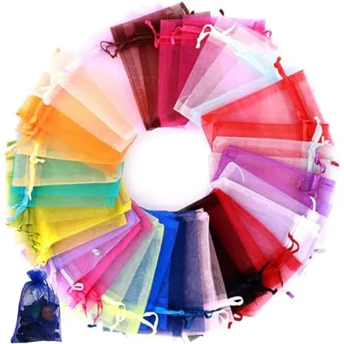 NBFBA 20 x 30CM Organzasäckchen 50 Stück Bunt Schmuckbeutel, Hochzeit Säckchen, Lavendelsäckchen, Geschenkbeutel