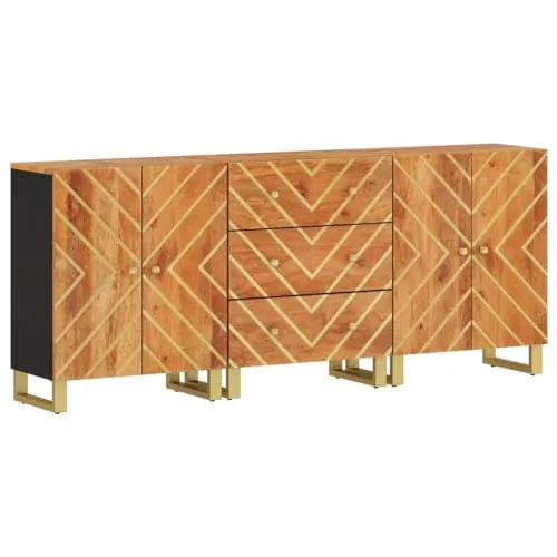 vidaXL Beistellschrank 3 STK. - Robustes Sideboard aus Mangoholz - TV-Halterungen und mehr: Dieses langlebige Sideboard aus massivem Mangoholz bietet viel Stauraum und eine ansprechende Optik, ideal für die stilvolle Präsentation deiner Deko.