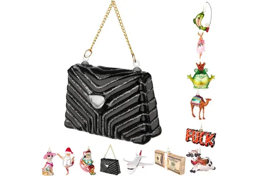 BRUBAKER Weihnachtsbaumkugel Handbemalte Weihnachtskugel - viele lustige Motive - Glas Baumkugel (1 St), Christbaumschmuck Figuren Deko Anhänger Christbaumkugel Weihnachtsdeko