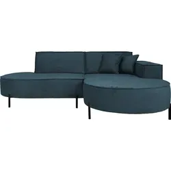 Ecksofa 3-Sitzer im Loft-Stil – Dunkelblau mit hohen Metallfüßen - Modernes Ecksofa in L-Form mit wahlweise Bouclé oder Chenille-Cord Bezug. Inkl. 2 Dekokissen für zusätzlichen Komfort. Freistehend platzierbar und ideal für offene Wohnkonzepte – Stil trifft Funktionalität!