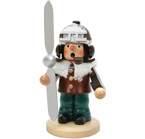Christian Ulbricht Räuchermännchen Pilot (21,5cm) - Traditioneller Räuchermann aus dem Erzgebirge, ideal für Sammler und Liebhaber. Handgefertigt mit Liebe zum Detail für eine stimmungsvolle Atmosphäre.