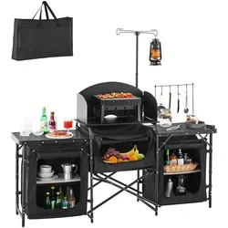 VEVOR Campingküche – Tragbarer Küchentisch mit 3 Schränken