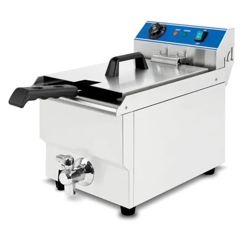 VERTES Fritteuse FM19-FRT16-1, 3000 W - Professionelle Fritteuse für Gastronomie mit 16 L Volumen, Kaltzonenprinzip für frisches Öl und einfache Reinigung. Ideal für Restaurants und Imbisse.