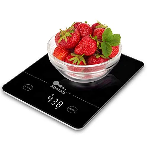 himaly Digitale Küchenwaage 5kg/1g, Digitalwaage Briefwaage mit Tara-Funktion, Sensor-Touch, LED-Display, Auto-Off, elektronische Waage für Nahrungsmittel, Backen, Kochen