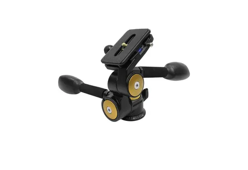 Omegon 3-Wege-Neiger Pro Stativ-Panoramakopf PD80 - Stativköpfe mit 10kg Tragkraft, ideal für ruhige Beobachtungen und Panoramaaufnahmen. Griffige Hebel und Wasserwaage sorgen für präzise Einstellungen.