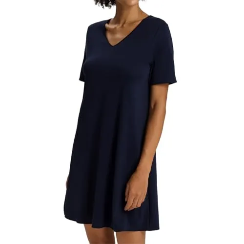 Hanro Nachthemd mit V-Ausschnitt in Dunkelblau, Größe L von HANRO
