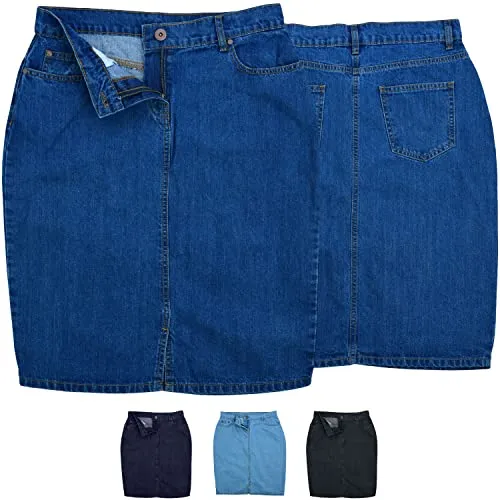 Trendiger Midi Rock Jeansrock Denimrock Business Rock, 38, Hellblau