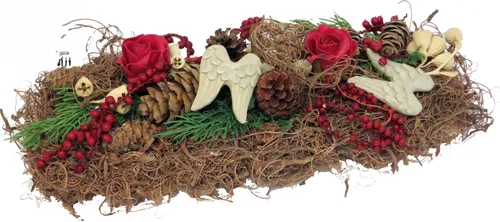 Grabschmuck Grabfries mit Foamrosen und Engelflüge, wetterfest CreaFlor Home - Sonstige Gartendekorationen – Stilvolle und wetterfeste Grabdekoration mit handgefertigten Foamrosen, ideal für eine würdige Grabgestaltung.