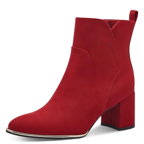 MARCO TOZZI Damen Stiefeletten mit Absatz, Rot (Dk.Red), 41 EU - Wanderschuhe mit Feel me Sohle für optimalen Tragekomfort, 100% vegan und ideal für stilvolle Auftritte.